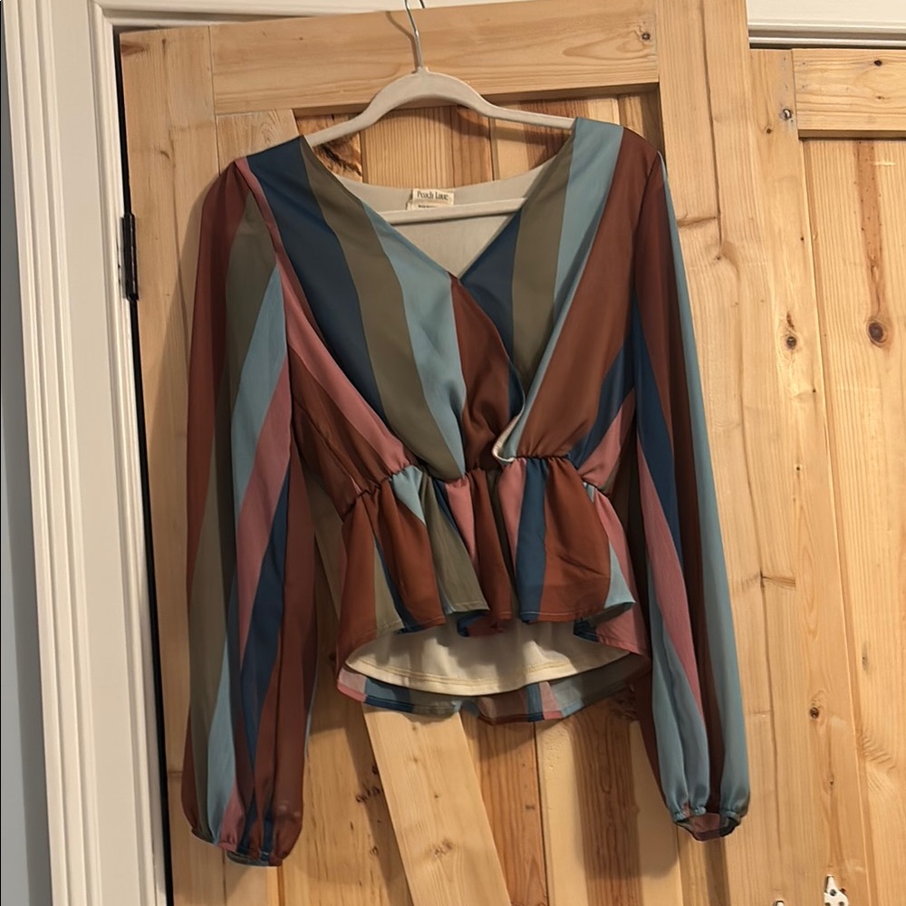 Striped V-Neck Blouse